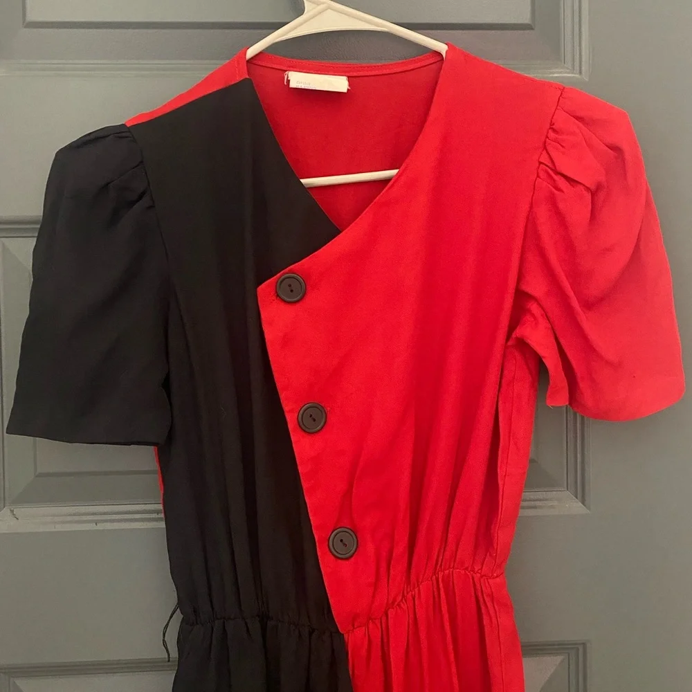 Vintage 80s Two-Tone Dress - Picture 2 of 6
